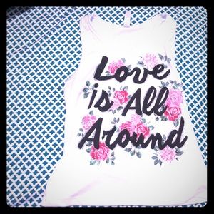 Girls “Love is all around” white tank top